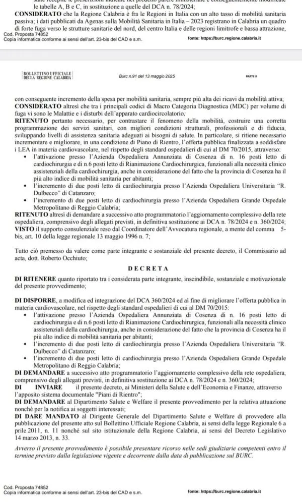Caso Sant'Anna, Capellupo: "Una nota del Dipartimento salute non può modificare un decreto del commissario"