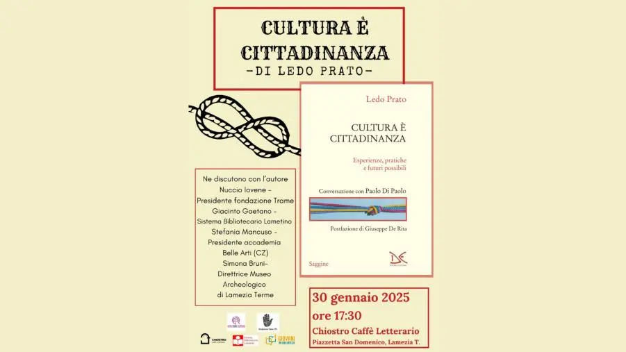 "Cultura è cittadinanza": a Lamezia la presentazione del libro di Ledo Prato 