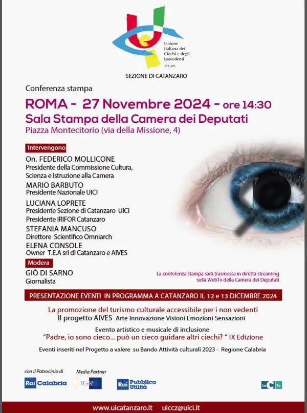 L'Uici di Catanzaro presenta a Roma le iniziative in programma per la 66° Giornata Nazionale del Cieco 