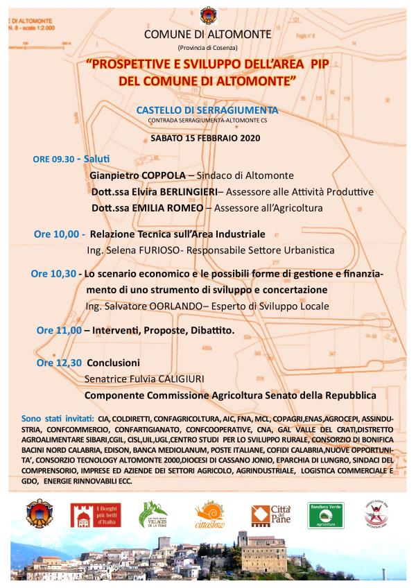 Altomonte, sabato 15 febbraio convegno sulle opportunità di sviluppo nell'area PIP