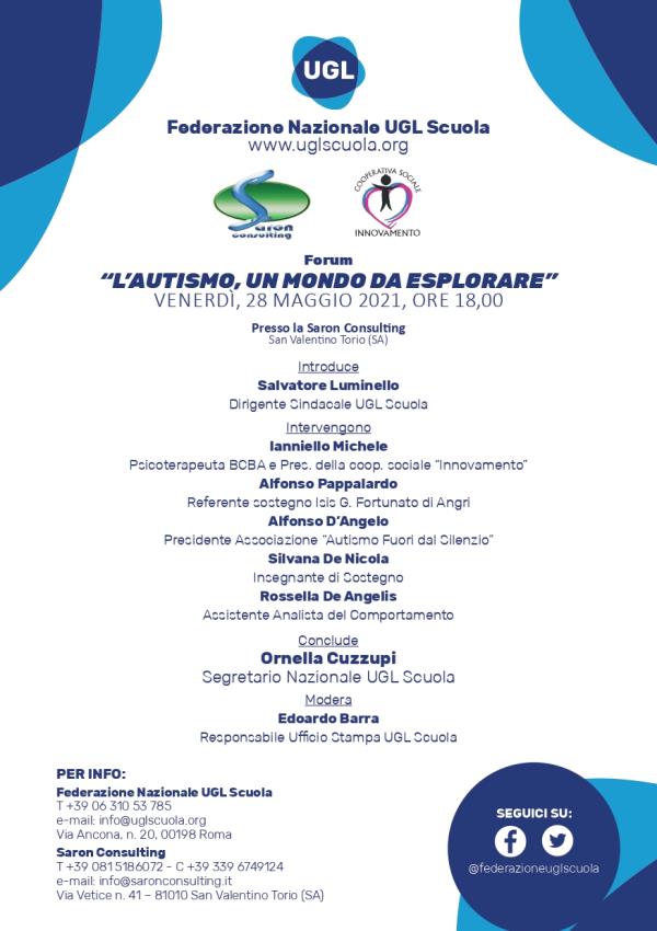 images "L’autismo, un mondo da esplorare". Venerdì il forum di Ugl scuola