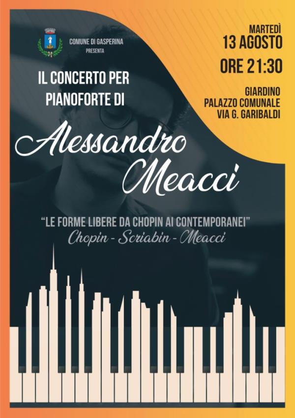 A Gasperina il concerto per pianoforte di Alessandro Meacci