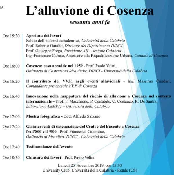Un seminario per ricordare l’alluvione che 60 anni fa si scagliò su Cosenza 