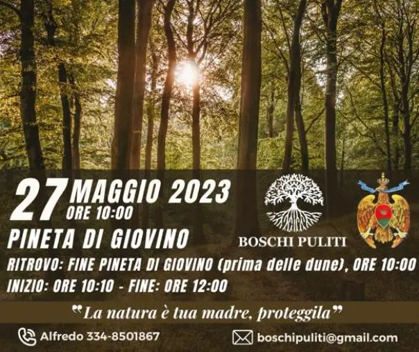 "Boschi puliti": prevista per domani la terza giornata dedicata alla Pineta di Giovino