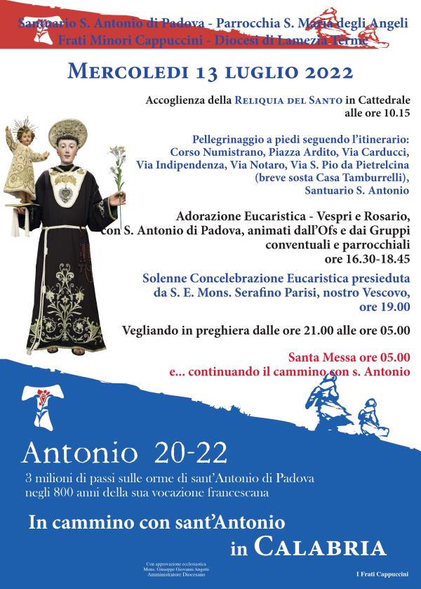 images Lamezia Terme, mercoledì 13 luglio arriva in città la reliquia di S. Antonio di Padova 
