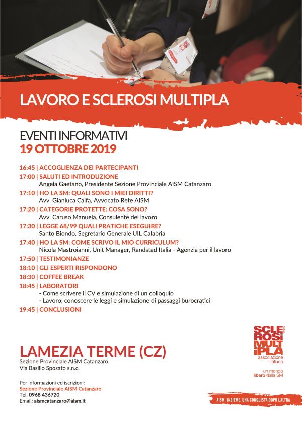 Domani, a Lamezia Terme, il convegno “Lavoro e Sclerosi multipla”