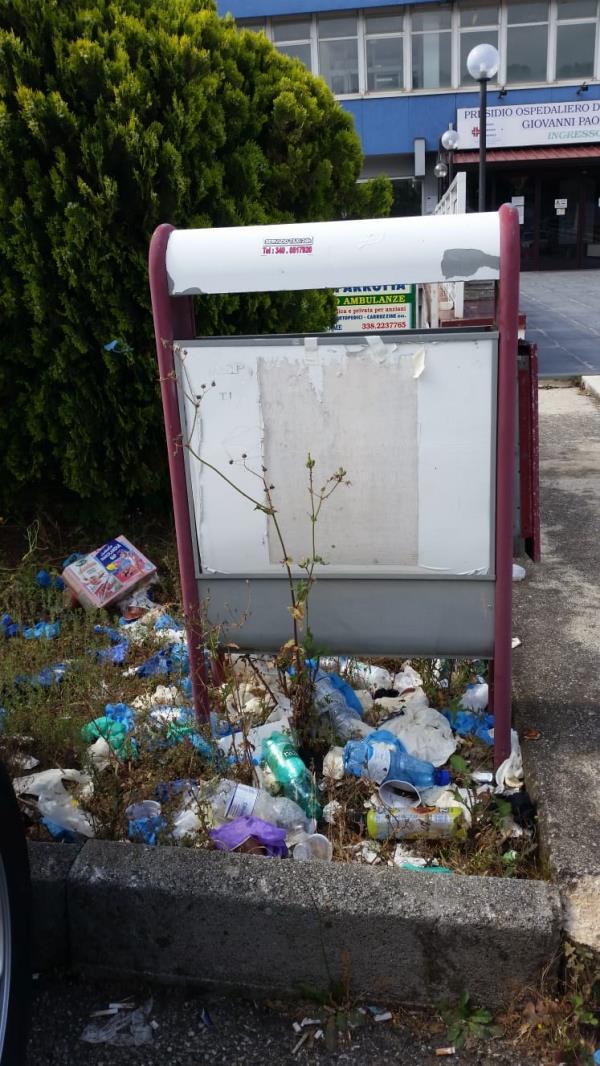 images Marinaro (Malati Cronici Lamezia Terme) e Gigliotti (IN) denunciano le condizioni igieniche davanti all'Ospedale 