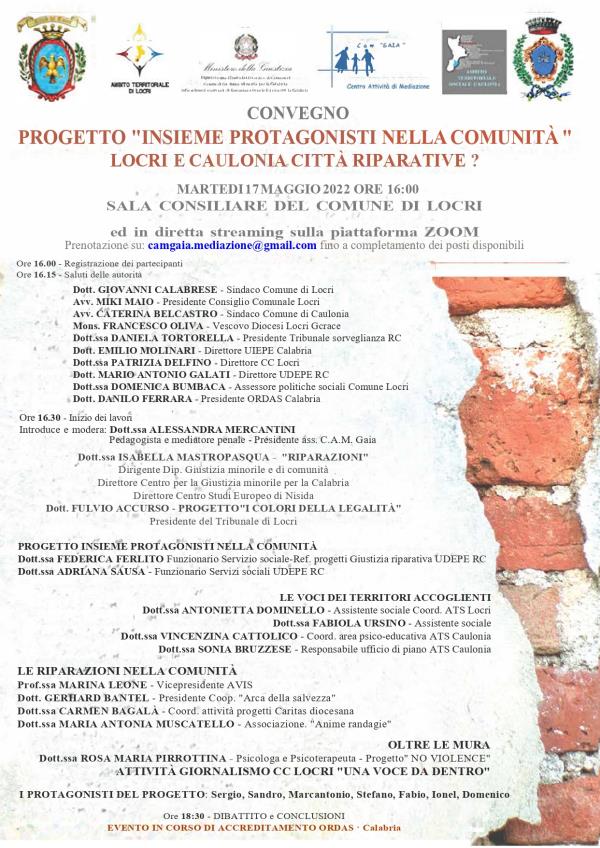 images "Insieme protagonisti nella comunità: Locri e Caulonia città riparative?", domani il convegno 