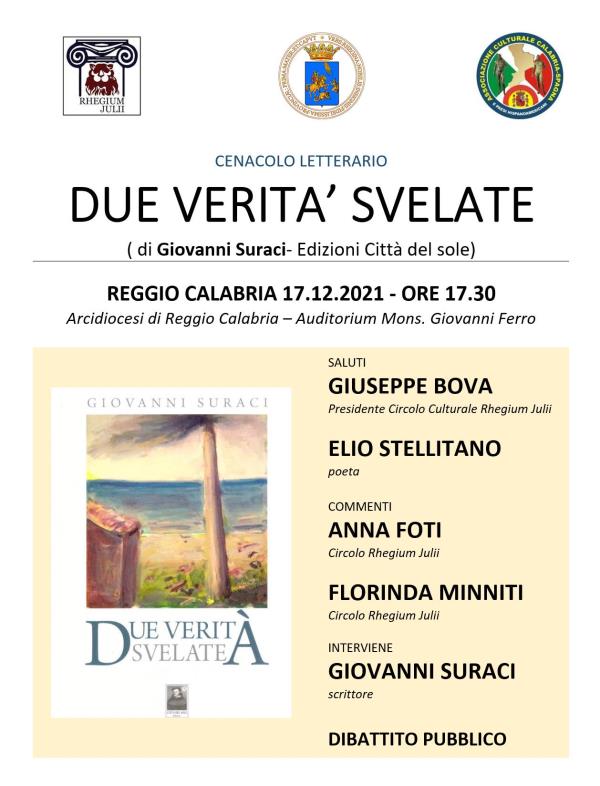 images Reggio Calabria, lo scrittore Giovanni Suraci presenta con il Rhegium Julii "Due verità svelate"