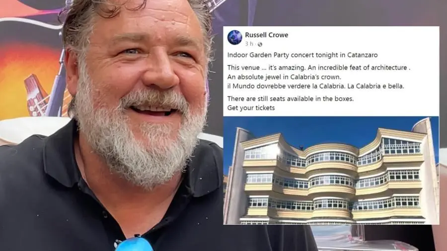 images Russel Crowe ammaliato dal Politeama: "Un gioiello assoluto nella corona della Calabria"