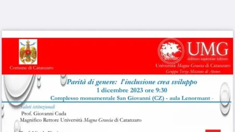 images “Parità di genere: l’inclusione crea sviluppo”, talk al San Giovanni di Catanzaro