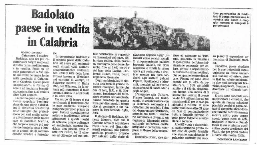 images Lettera a Tito, valorizzazione e negazionismo in Badolato a 37 anni dal “paese in vendita”