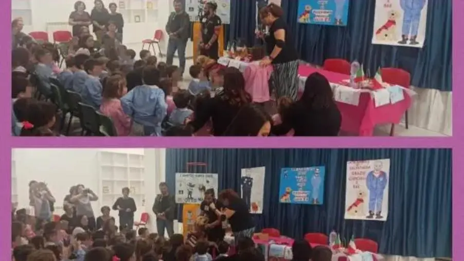  "Costituzione e Legalità", al plesso infanzia Verghiello l'unità cinofila Giancarlo e Mae