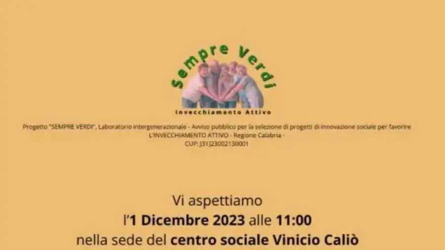 images Contro l'isolamento sociale degli anziani: sarà presentato a Catanzaro l'1 dicembre il progetto "Sempre Verdi"