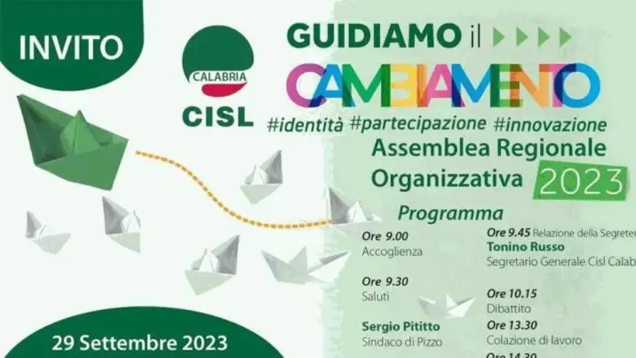 images Cisl Calabria, Assemblea Regionale Organizzativa il 29 settembre a Pizzo Calabro