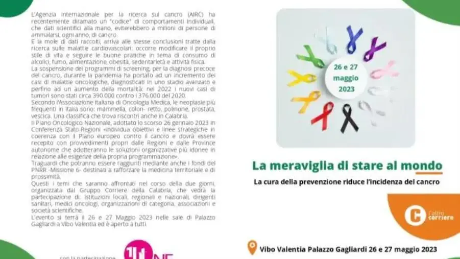 La meraviglia di stare al mondo: a Vibo il 26 e 27 maggio la due giorni di prevenzione e "calabresità"