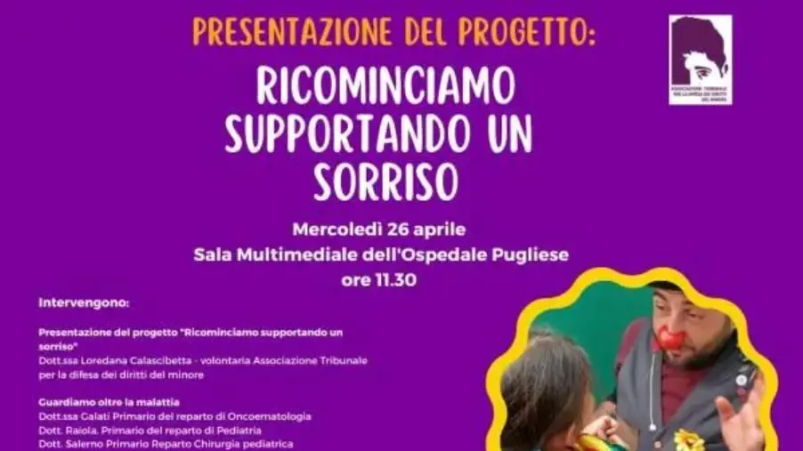 Mercoledì 26 aprile a Catanzaro sarà presentato il progetto "Ricominciamo supportando un sorriso"