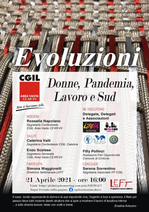 images “Lavoro, donne, pandemia e sud”: domani on line l'incontro della CGIL Area Vasta Catanzaro-Crotone-Vibo Valentia