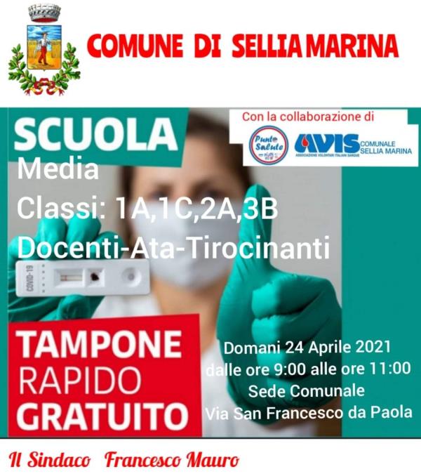 Sellia Marina. Positivo un alunno della scuola media. Domani lo screening tra alunni e personale