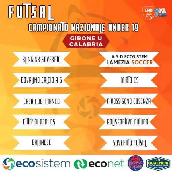 Futsal, Ecosistem Lamezia Soccer: al via il 15 ottobre il campionato Under 19