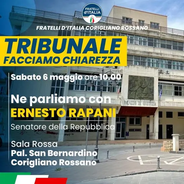 images Tribunale di Corigliano Rossano, Fdi chiede chiarezza