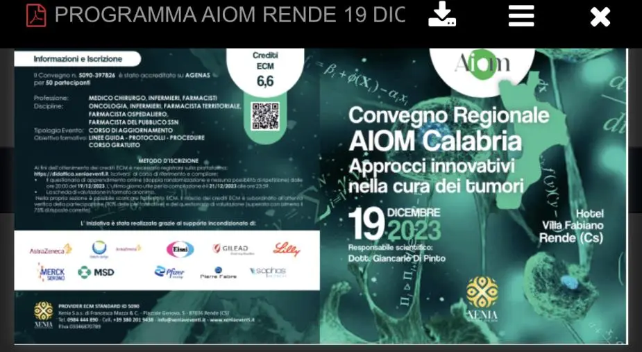  Le innovazioni nella cura dei tumori in un workshop di Aiom a Rende  