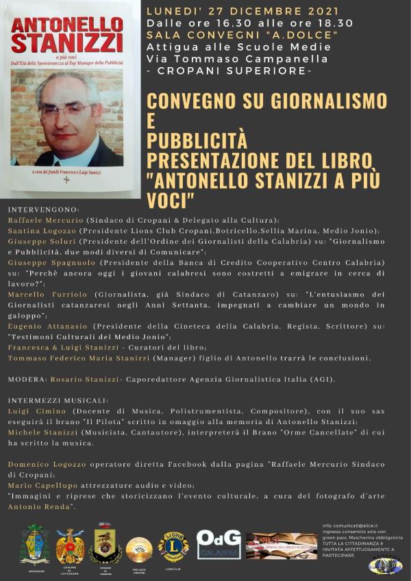 images Cropani, domani il convegno “Giornalismo e Pubblicità” con la presentazione del testo “Antonello Stanizzi a più voci”
