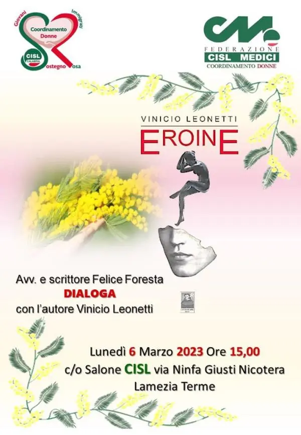 images "Eroine", a Lamezia il 6 marzo Leonetti presenta il suo libro 