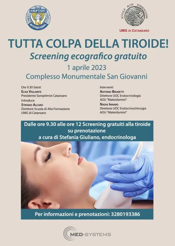 images "Tutta colpa della tiroide!": domani, 1 aprile, screening ecografico gratuito a Catanzaro 