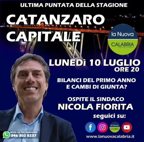 images Catanzaro Capitale, domani l'ultima puntata della stagione: ospite il sindaco Nicola Fiorita 