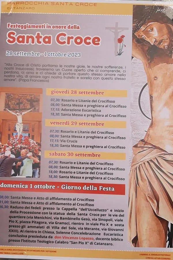 A Catanzaro da giovedì a domenica i Festeggiamenti in onore della "Santa Croce" nel quartiere di Pontepiccolo