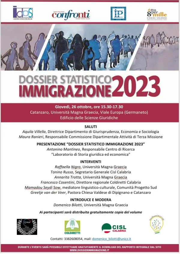 images Giovedì 26 ottobre all'UMG di Catanzaro la presentazione del Dossier Statistico Immigrazione per l'anno 2023