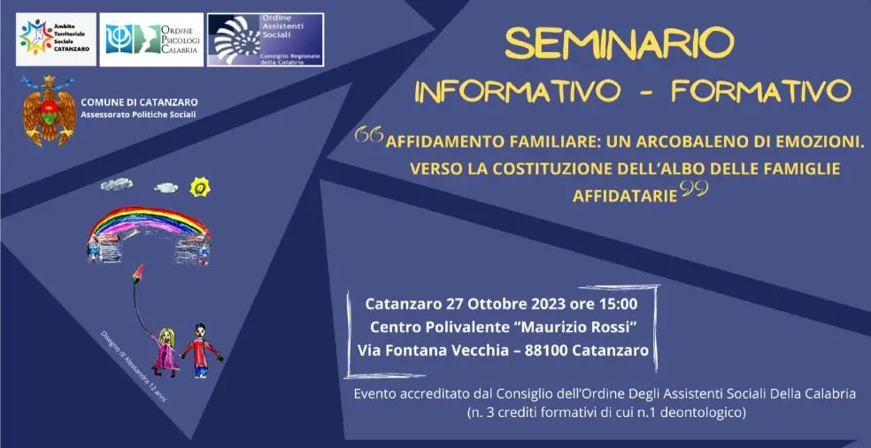 Affidamento familiare, il 27 ottobre a Catanzaro il seminario formativo organizzato dalle Politiche Sociali
