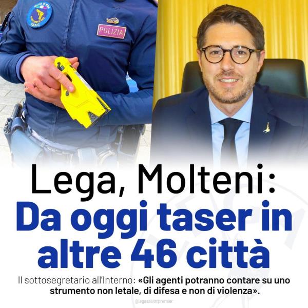 images Sicurezza, Saccomanno (Lega): "Taser alle Forze dell'Ordine in altre sei città della Calabria"