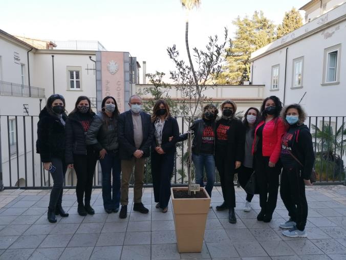 Cosenza. One Billion Rising pianta un albero di ulivo nel Palazzo del Governo contro le violenze di genere