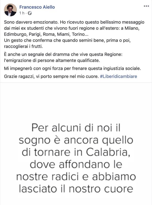 images  Regionali. “Hi Hello”, l’appello elettorale di ex studenti  di Aiello, candidato alla presidenza 