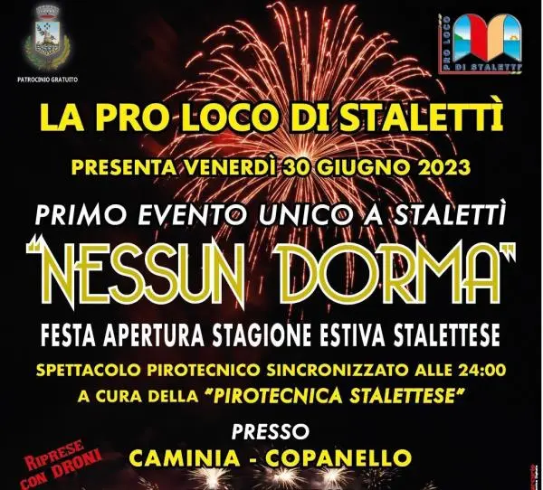 "Nessun dorma": l'estate Stalettese inaugura il 30 giugno con una festa all'unisono tra Caminia e Copanello