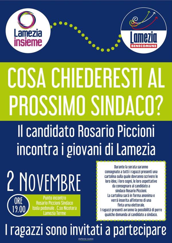 images Elezioni a Lamezia Terme. “Cosa chiederesti al prossimo sindaco”: Piccioni e i candidati al Consiglio comunale incontrano i giovani  