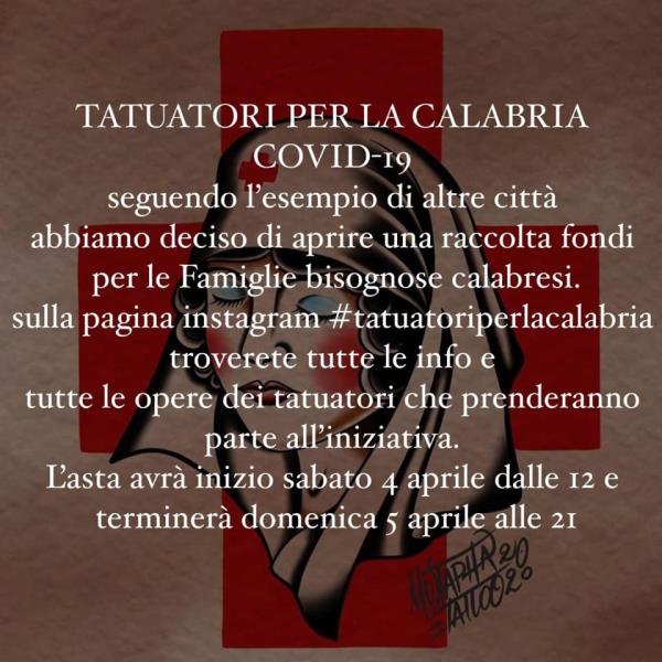 Coronavirus. #tatuatoriperlacalabria, asta solidale dei tatuatori calabresi su instagram (VIDEO)