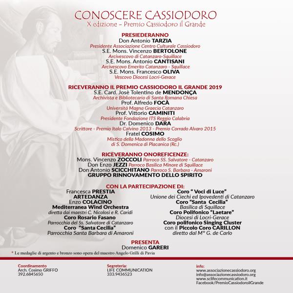 Decima edizione del Premio Cassiodoro il Grande, lunedì la grande serata al Politeama