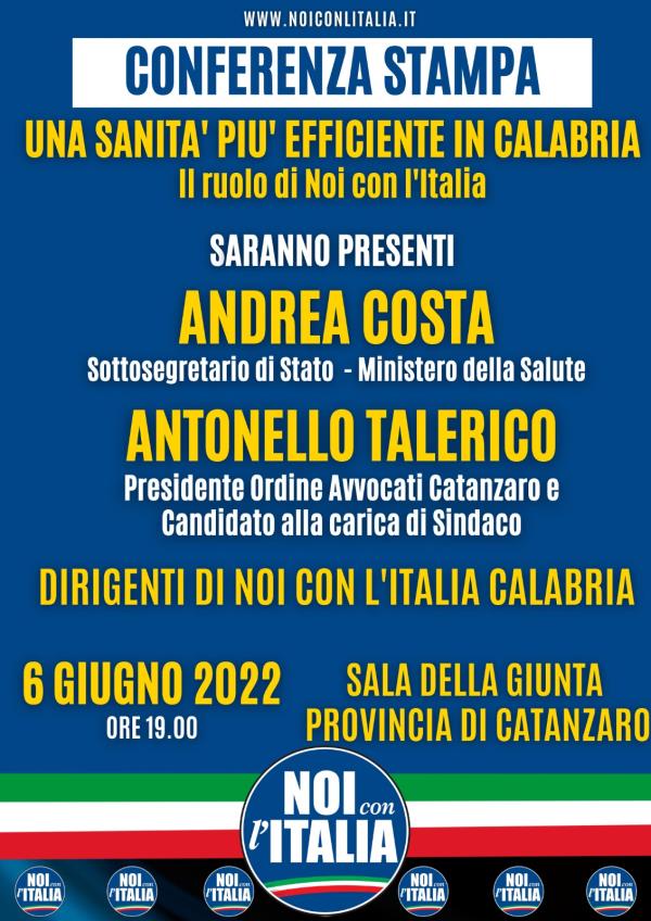 images Catanzaro, "Una sanità più efficiente in Calabria-Il ruolo di Noi con L'italia": domani il sottosegretario Costa alla Provincia