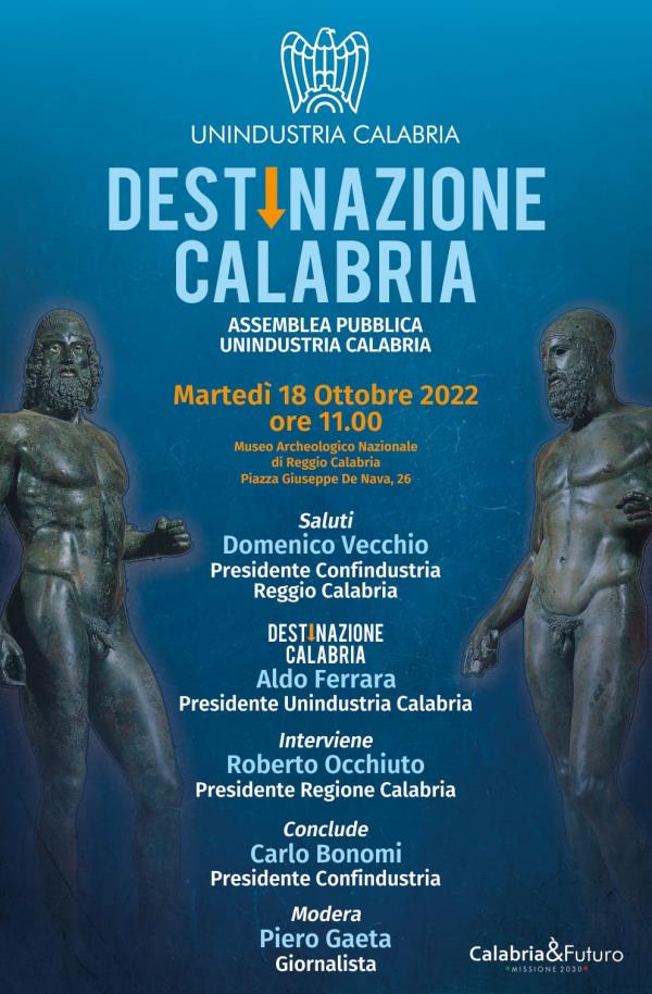 "Destinazione Calabria", martedì 18 l'assemblea di Unindustria con Bonomi