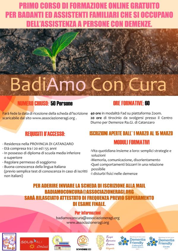 BadiAmo con Cura: parte da Catanzaro il primo Corso di formazione online gratuito per Badanti e Assistenti domiciliari