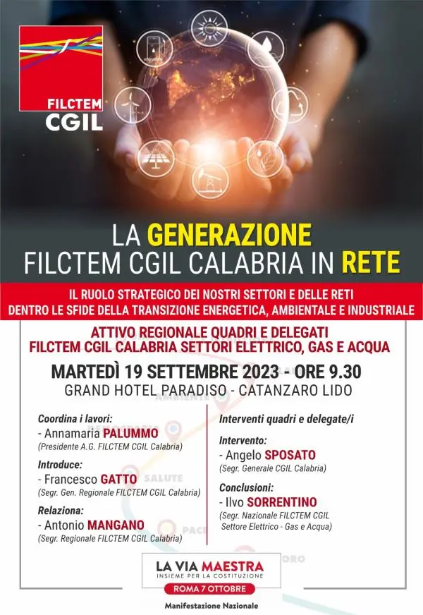 images Transizione energetica, il 19 settembre l’iniziativa della Fitctem Cgil a Catanzaro