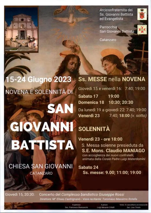 images Catanzaro, domani 23 giugno si celebra San Giovanni con l'ammissione dei nuovi Cavalieri di Malta ad honorem