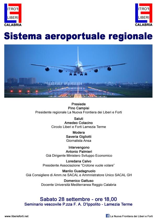 “Sistema aeroportuale regionale”, se ne parla al Seminario vescovile di Lamezia Terme