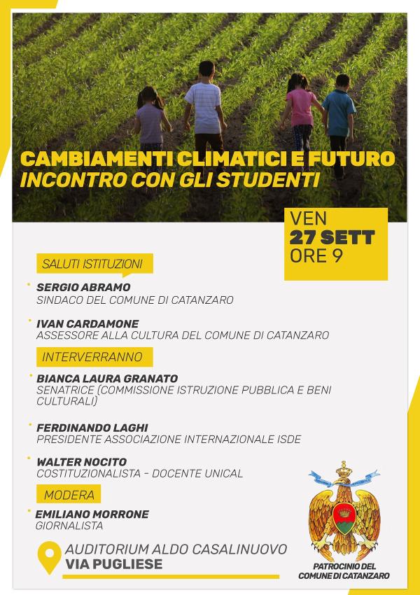 Venerdì all'auditorium Casalinuovo gli studenti discutono su "Cambiamenti climatici e futuro"