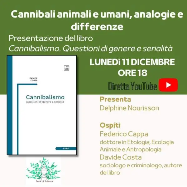 “Cannibali animali e umani analogie e differenze”: il calabrese Costa presenta il libro in diretta streaming 