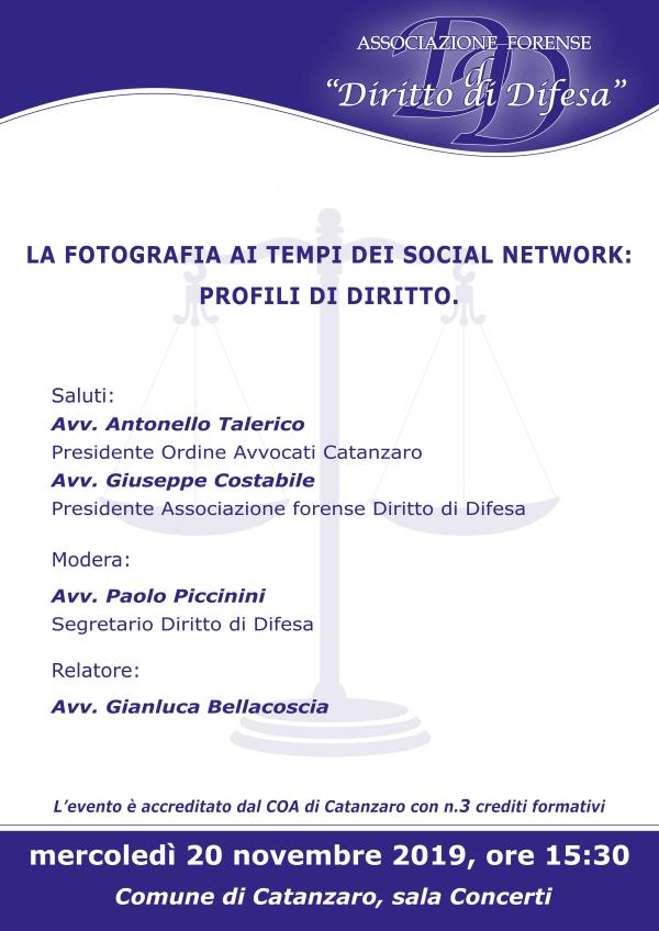 “La fotografia al tempo dei social: profili di Diritto”, confronto a più voci con l'associazione   “Diritto di Difesa”