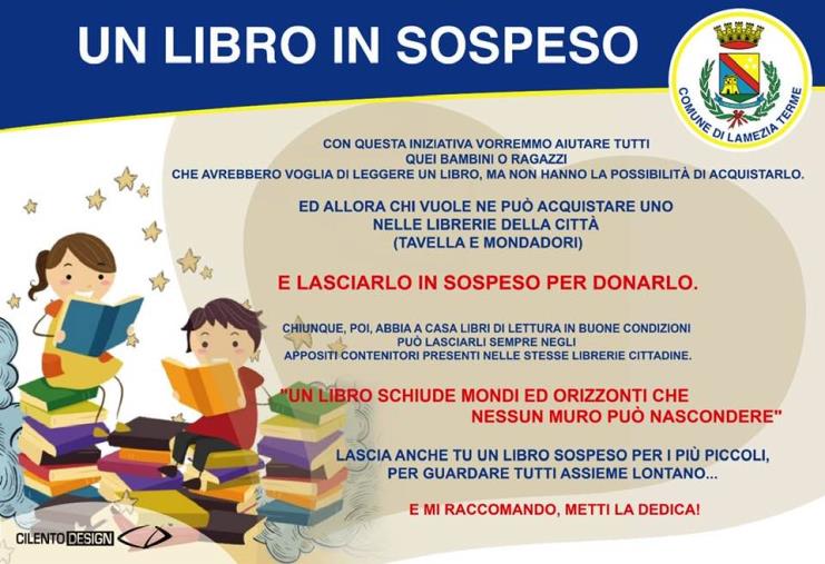 images Coronavirus. Il Comune di Lamezia Terme avvia l'iniziativa un "Libro Sospeso" da donare a bambini e ragazzi che non hanno la possibilità di acquistarlo